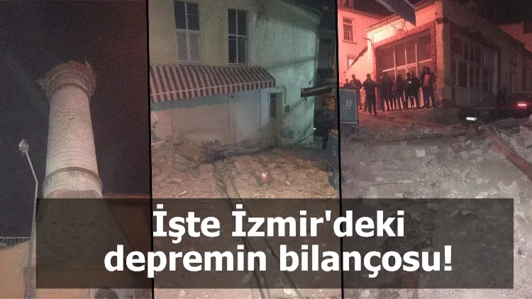İşte İzmir'deki depremin bilançosu! Minare hasar gördü, 20'ye yakın binada çatlak var